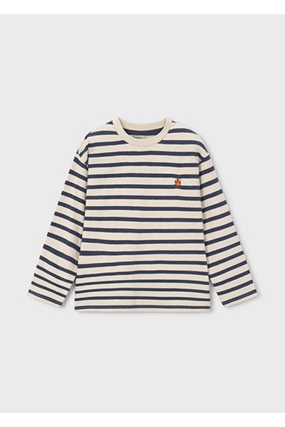 MAYORAL Navy Blue Striped Boys' Long Sleeve T-Shirt 7053