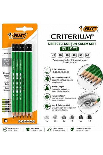 Bic Criterium 550 Dereceli Kurşun Kalem Seti 6'lı