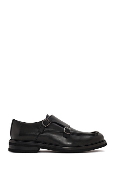 Derimod Men's Black Double Buckle Leather Casual Shoes Wm820006Dv