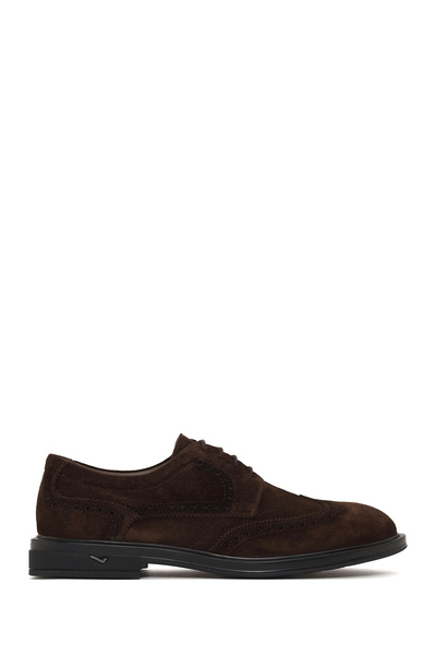 Derimod Men's Brown Lace-Up Suede Leather Classic Shoes Wm750013Ds