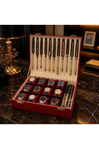 zyc Luxury Design Leather Covered 12+11 (12 Watches 11 Prayer Beads) Storage ...