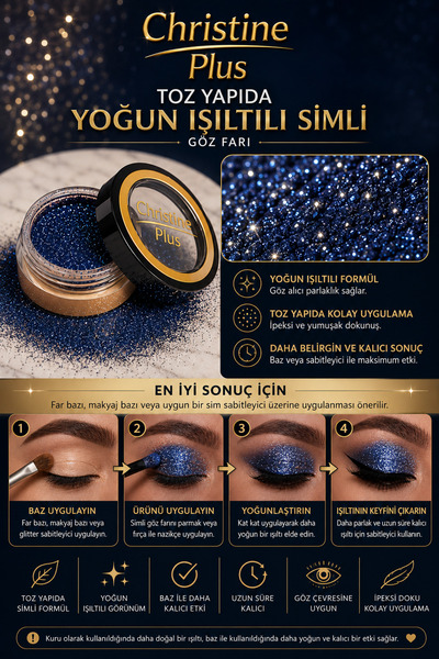 Christine Plus Intense Shimmer Glitter Eyeshadow in Powder Form – Dark Burgundy Brown No:124 (Eyeshadow)