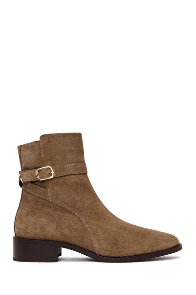 Derimod Women's Mink Zippered Suede Leather Boots Wf170007Ds