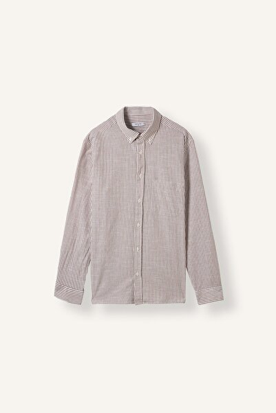 DeFacto Regular Fit Pinstripe Button-Down Collar Cotton Long Sleeve Shirt I84...