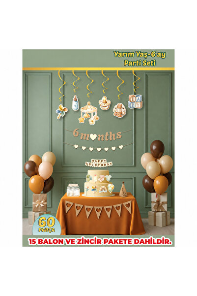 ÇETİN SÜS 60 PARÇA YARIM YAŞ BALONLU 6 AY PARTİ SETİ
