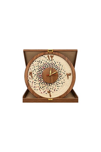 AMAD CRAFT Handmade wall clock made of wood and wicker