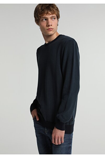 Colin's Regular Fit Round Neck Plain Men's Navy Blue Sweater