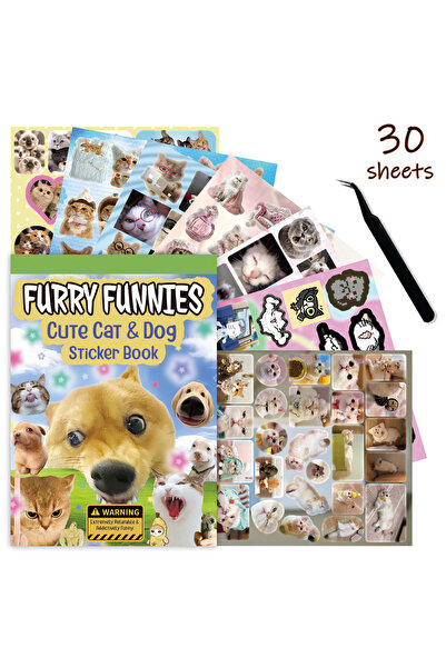 Choice Dog Book 30 Sheets Cute Cartoon Cat Dog Sticker Books, Cut-Out Coil St...