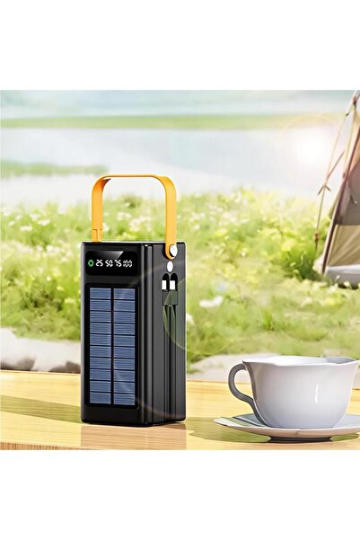 Denx باور بانك DX437 Solar Power سعة 60000mAh - شحن شمسي + 3 كابلات مدمجة + ش...