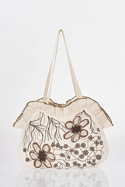 Kayra Embroidered Cloth Bag Stone