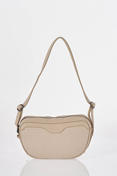 Kayra Oval Design Shoulder Bag Stone