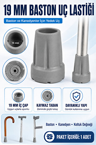 Hane Dostu 19 mm Baston Kanedyen ve Koltuk Değneği Uç Lastiği Kaymaz Tabanlı ...