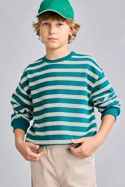 DeFacto Oversize Crew Neck Striped Sweatshirt for Boys H9694A826Wn