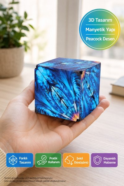 TOYFEST Manyetik 3D Zeka Küpü Akıl Küpü Sabır Küpü Peacock Tavus Kuşu 5,7 cm