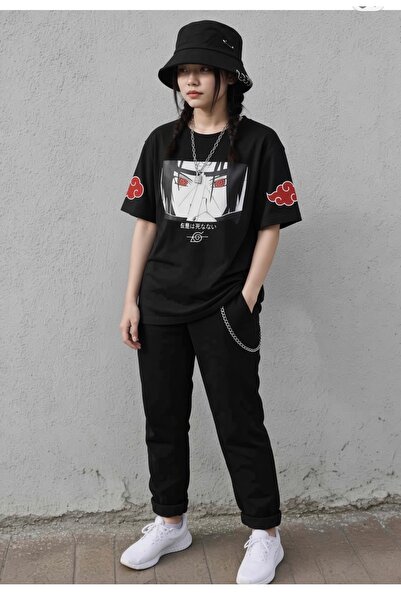 Köstebek Anime Naruto Uchiha Face Unisex Short Sleeve Tshirt