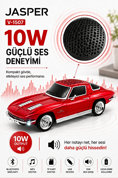 JASPER Jpr-150 10w Bluetooth Hoparlörlü Retro Araba Tasarım – Fm Radyo, Usb, ...