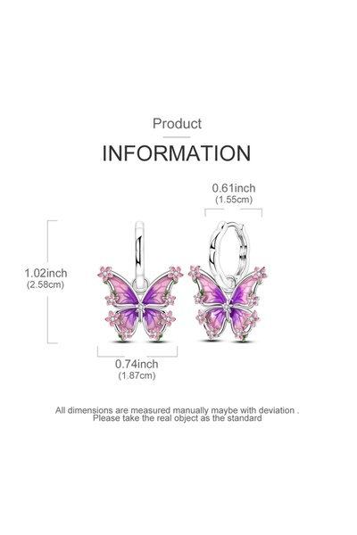 Choice10 KTE482 925 Silver Pink Earrings Sparking Butterfly Bow Feather Paw H...