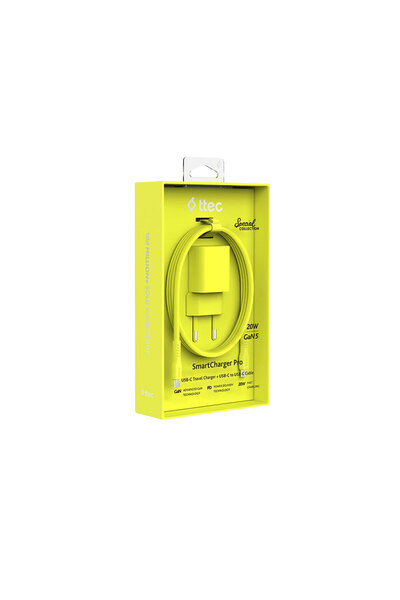 Ttec SmartCharger GAN 20W PD Seyahat Hızlı Şarj Cihazı Sarı 2SCG20CNS
