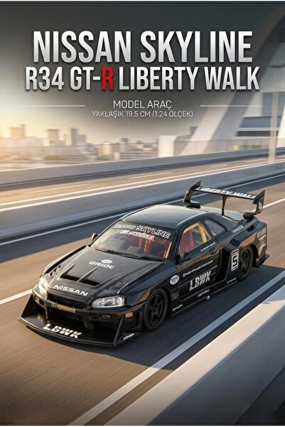 Tıfıl Toys Hobbiez Lisanslı Nissan Skyline R-34 Model Diecast Car 1/24 Ölçek ...
