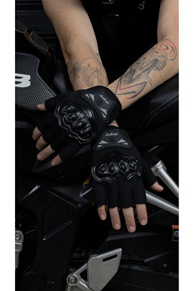 pinlock Motorcycle Gloves Half Summer Cut Finger Black Gloves Jks
