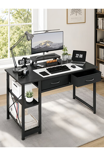 Bojasmiial Ergonomic 39.37" Computer Desk with With 2 Drawers & 2 storage she...