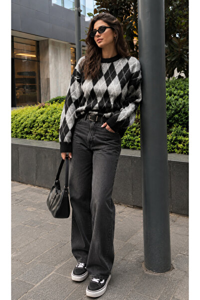 ÇILDIR ÖRME Women's Shardonlu Baklava Patterned Sweater