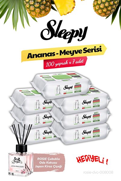 Sleepy (100 x 7) 700 yaprak Ananas Yüzey Temizleme Havlusu, ROSIE Oda Kokusu