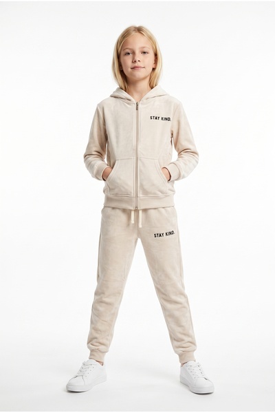 Toontoy Girl's Hooded Printed Tracksuit Set