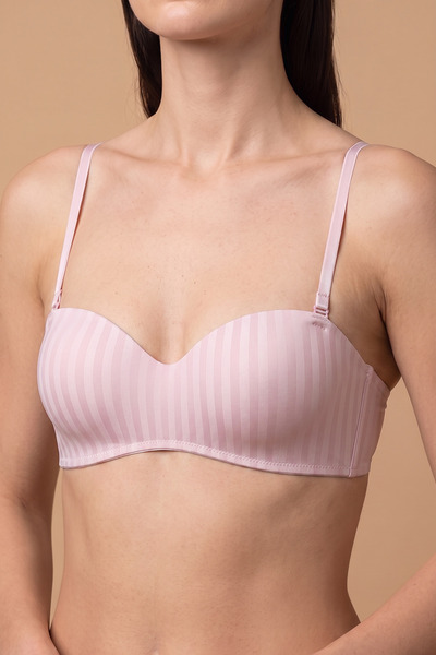 C&City Push-Up Underwire Non-Padded Patterned Strapless Bra C17046 Pink