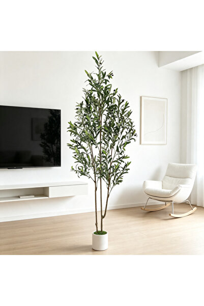 BESTONE Indoor Tall Artificial Olive Tree 182cm, Double Trunk with Realistic ...