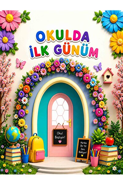 Nişantaşı Grup 150x200cm Kumaş Okul Panoları, Etkinlik Fon, okulda ilk günüm,...