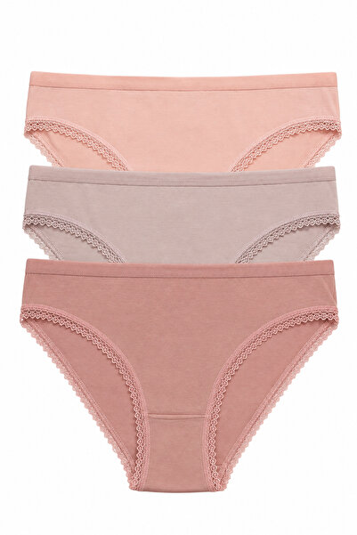 Nicoletta Women's Panties 3 Pack Lycra Lace Cotton Lycra