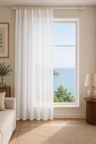 Premier Home Zambak White Custom Size Tulle Curtain 140X270 Without Pleats