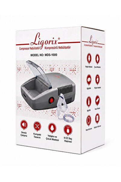 Ligorix Nebulizatör Buhar Makinası Kompresörlü Kapaklı MDS-1000