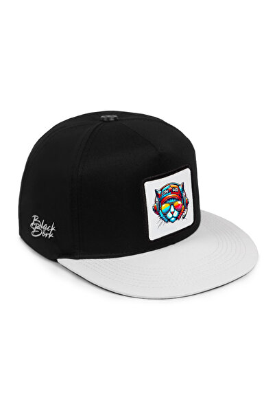 BlackBörk White-Black Hip Hop Hat with Cat Logo