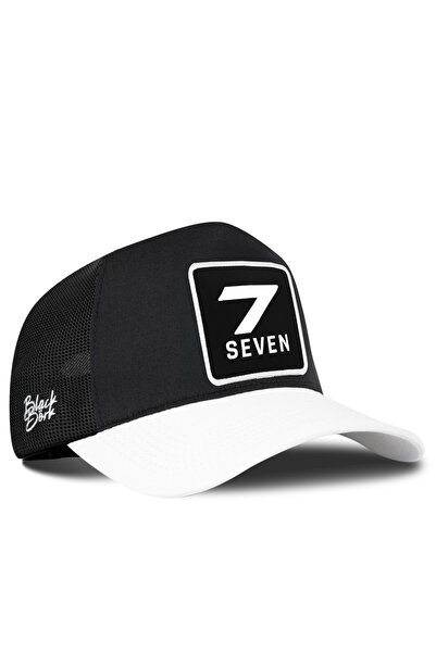 BlackBörk White-Black Trucker Hat with Number 7 Logo