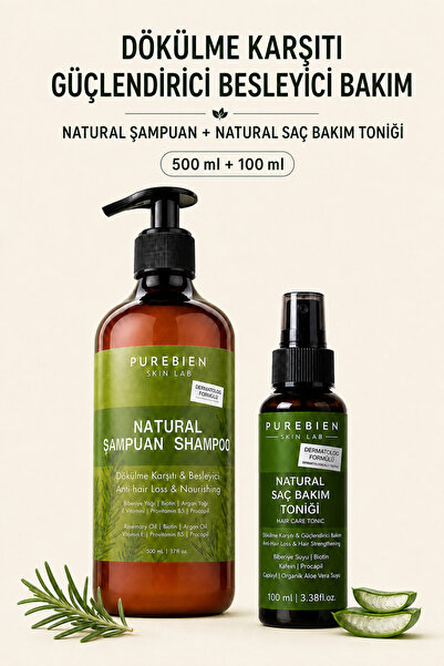 purebien skin lab Natural Shampoo and Hair Care Tonic Set – Anti-Hair Loss, S...