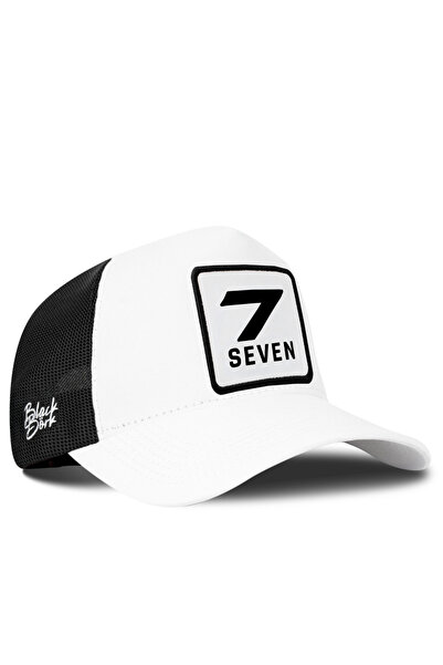 BlackBörk White-Black Trucker Hat with Number 7 Logo