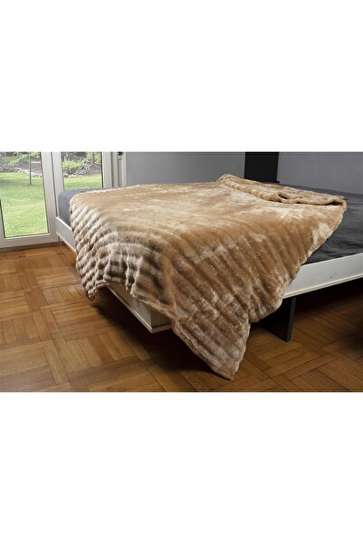 Dimcol ΚΟΥΒΕΡΤΑ Coral Fleece Ριγέ 160X220 300gsm 12 Beige 100% Polyester