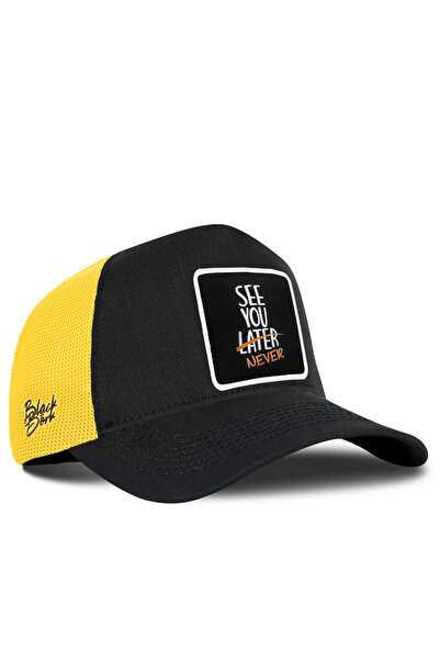 BlackBörk See You Later Never Logo Cordura Black-Yellow Trucker Hat