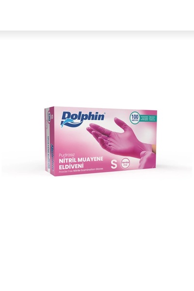 Dolphin Pembe Nitril Muayene Eldiveni M beden 100adet