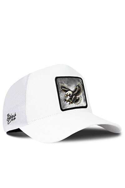 BlackBörk White Trucker Hat with Eagle Logo