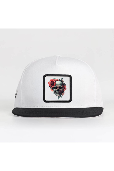 BlackBörk Black-White Hip Hop Hat with Skull Logo