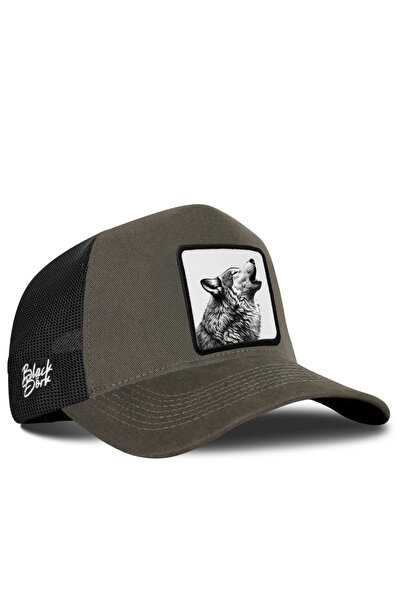 BlackBörk Wolf Logo Khaki-Black Trucker Hat