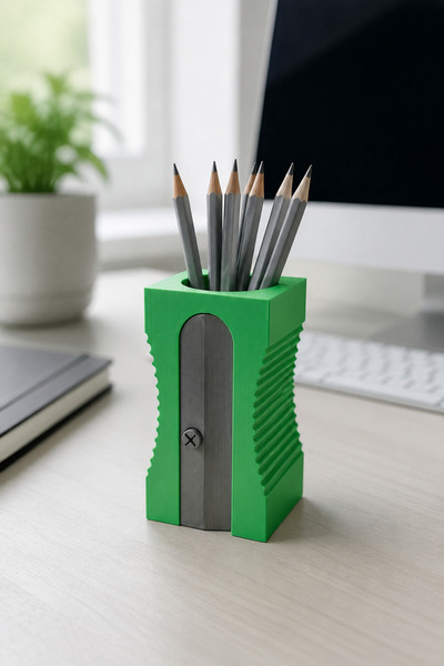 MYCRAFT3D Kalemtraş Tasarımlı 3D Baskı Dekoratif Kalemlik – Masaüstü Organizer