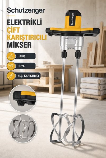 SCHUTZENGER 2700w ÇİFT KARIŞTIRICILI ALÇI BOYA HARÇ KARIŞTIRICI ELEKTRİKLİ MA...