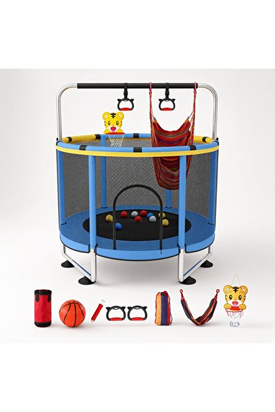 PinkBlue Trambulina Multifunctionala pentru Copii 140 cm x 158 cm, cu Plasa, ...