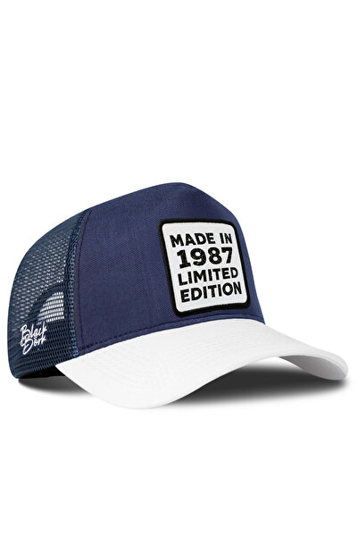 BlackBörk Made in 1987 Limited Edition Logo Cordura White-Navy Blue Trucker Hat
