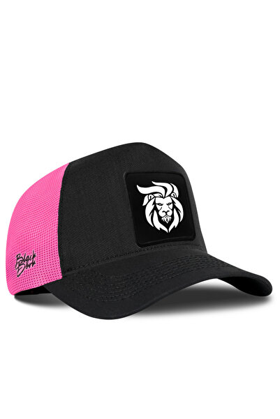 BlackBörk Cordura Black-Pink Trucker Hat with Lion Logo