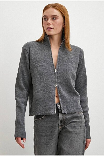 Flarsky Women's Double Zipper Premium Quality Knitwear Cardigan